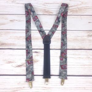 Vintage Abstract Print Adjustable Fabric Suspenders